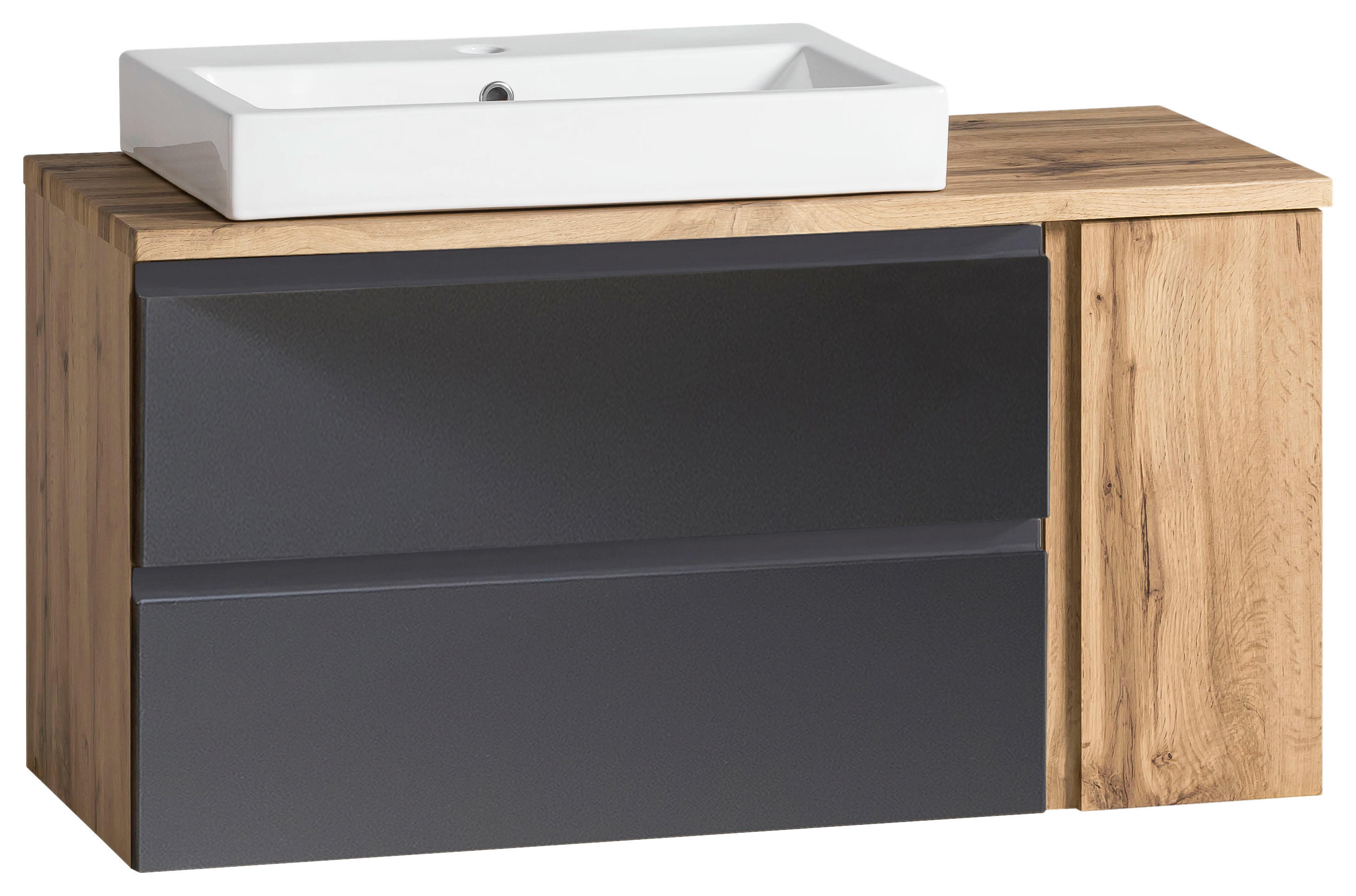 WASCHTISCHKOMBI 105 cm  - Eiche Wotan/Grau, MODERN, Keramik/Holzwerkstoff (105cm) - Held
