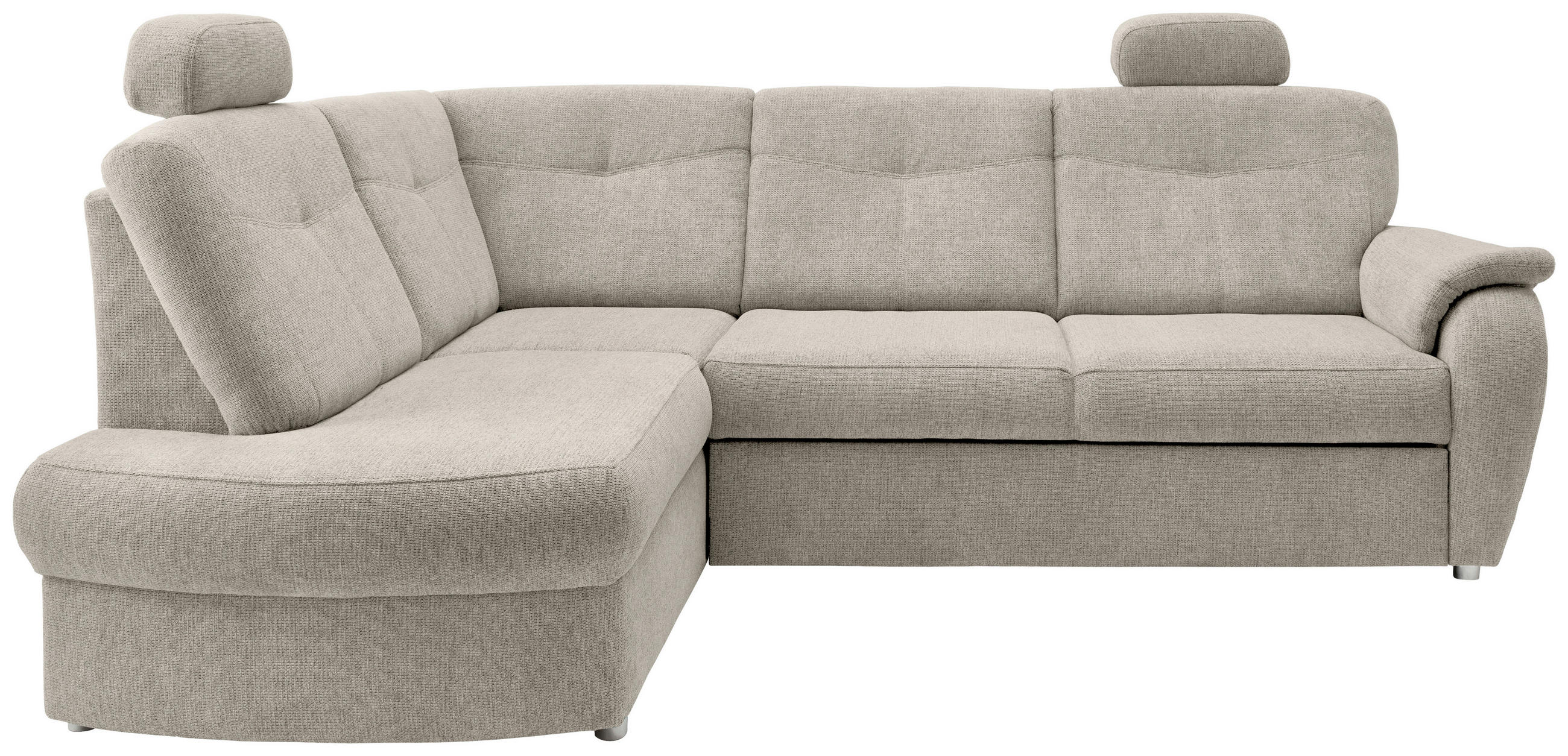 ECKSCHLAFSOFA  mit Liegefunktion, seitenverkehrt erhältlich, Schlafen auf Sitzhöhe, Rücken echt, Armteil rechts Chenille Beige  - Chromfarben/Beige, MODERN, Kunststoff/Textil (180/264cm) - Livetastic