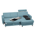 ECKSOFA in Webstoff Hellblau  - Schwarz/Hellblau, Design, Kunststoff/Textil (257/165cm) - Xora