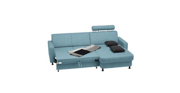 ECKSOFA in Webstoff Hellblau  - Schwarz/Hellblau, Design, Kunststoff/Textil (257/165cm) - Xora