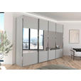 SCHWEBETÜRENSCHRANK  in Seidengrau  - Chromfarben/Seidengrau, Design, Glas/Holzwerkstoff (316/235/68cm) - Novel