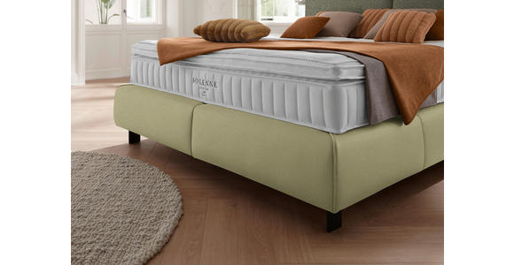 BOXSPRINGBETT 180/200 cm  in Hellgrün, Greige  - Greige/Schwarz, Design, Textil/Metall (180/200cm) - Johann Jakob