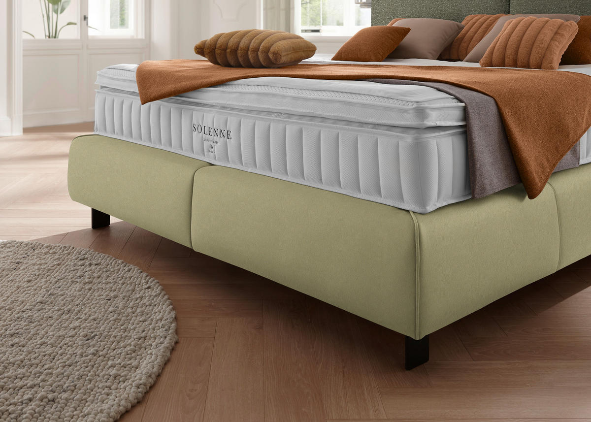 BOXSPRINGBETT 160/200 cm  in Hellgrün, Greige  - Greige/Schwarz, Design, Textil/Metall (160/200cm) - Johann Jakob