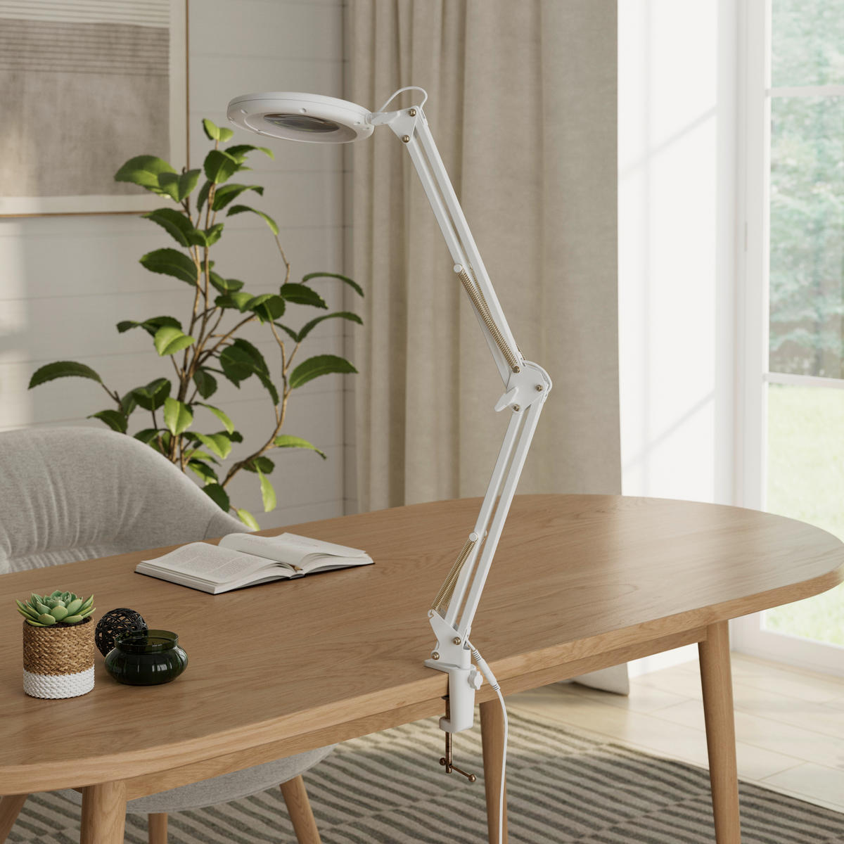 Lampă De Birou 60/15,8/33 cm    - alb, Basics, plastic/metal (60/15,8/33cm) - Novel