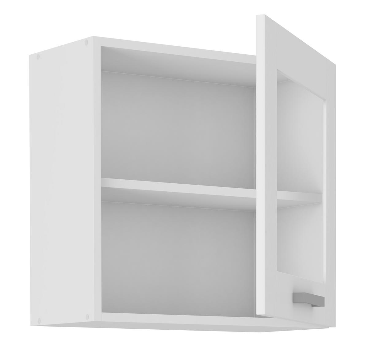 KÜCHENOBERSCHRANK 60/58/31 cm  in Weiß  - Silberfarben/Weiß, ROMANTIK / LANDHAUS, Glas/Holzwerkstoff (60/58/31cm) - MID.YOU