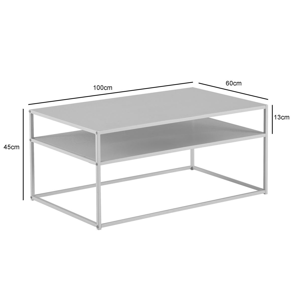 COUCHTISCH in Metall 100/60/45 cm  - Weiss, Design, Metall (100/60/45cm) - MID.YOU