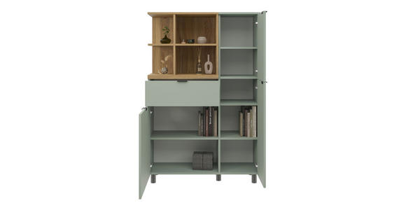 HIGHBOARD Eichefarben, Salbeigrün  95,3/146,2/37 cm  - Eichefarben/Salbeigrün, MODERN, Holzwerkstoff/Metall (95,3/146,2/37cm) - Carryhome