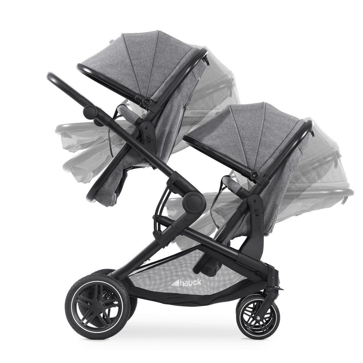 ZWILLINGSWAGEN ATLANTIK TWIN  - Schwarz/Grau, Basics, Textil/Metall (125/64/108cm) - Hauck