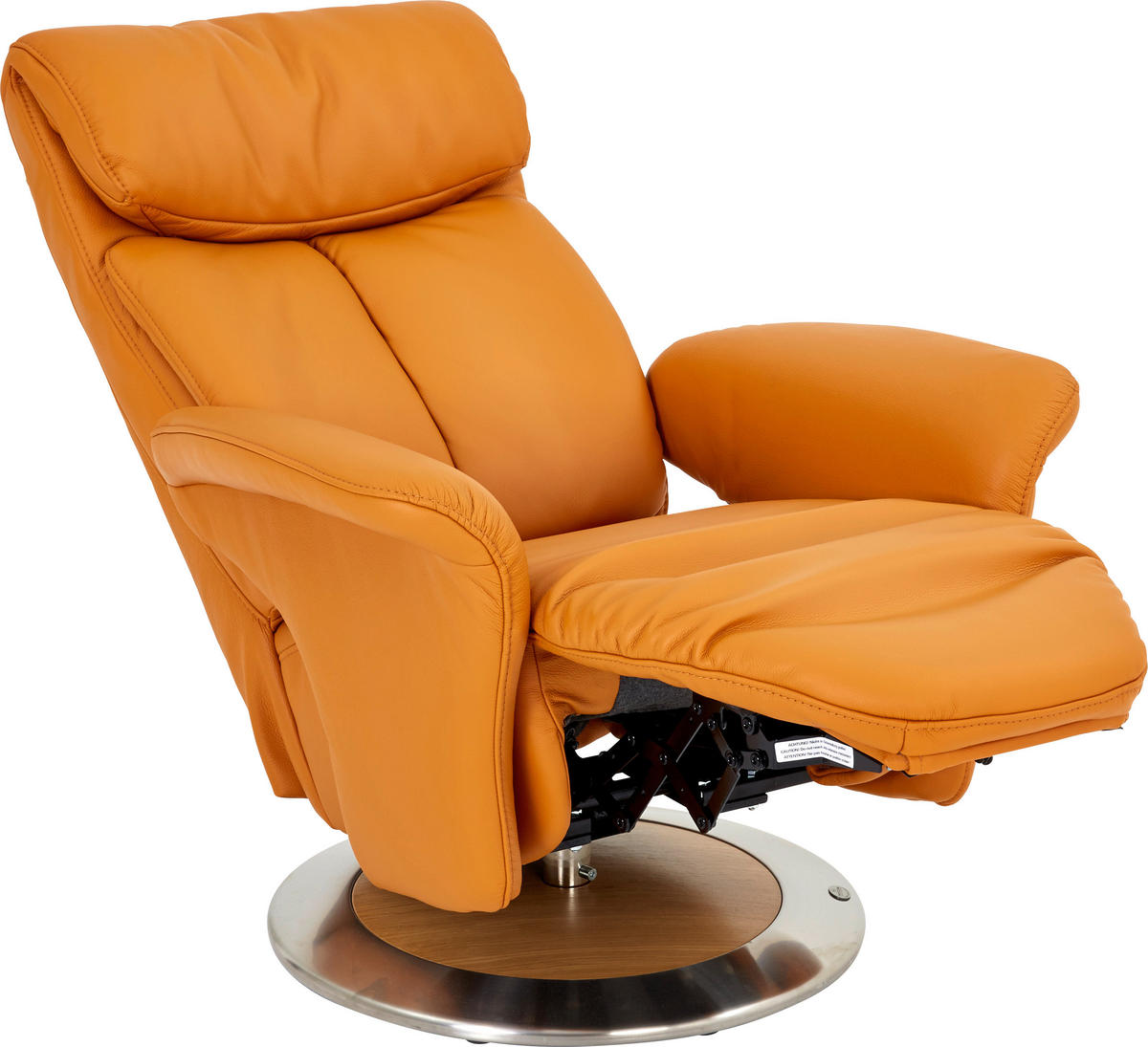 RELAXSESSEL in Leder Cognac  - Edelstahlfarben/Eichefarben, Design, Leder/Holz (82/109/90cm) - Himolla