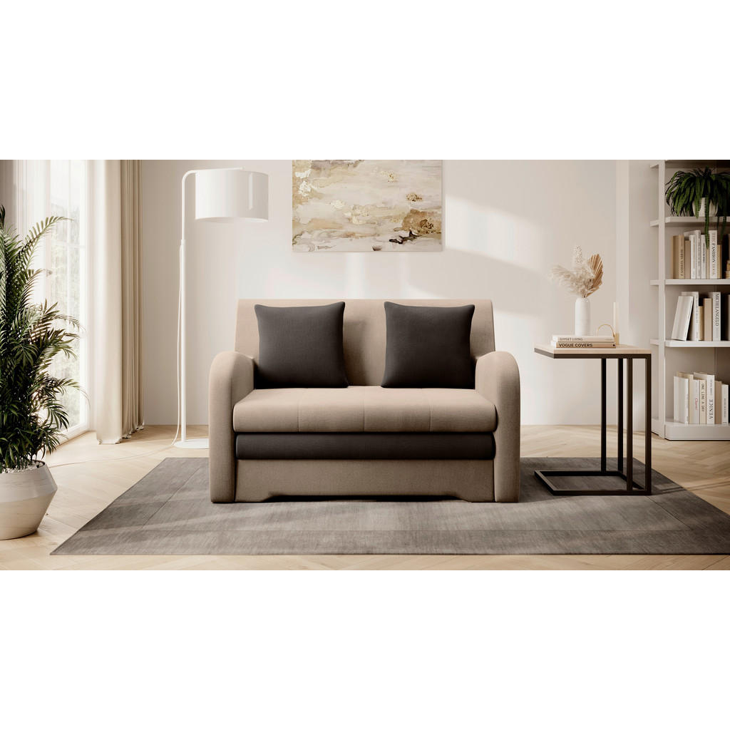 MID.YOU ROZKLADACIA POHOVKA, textil, tmavohnedá, béžová