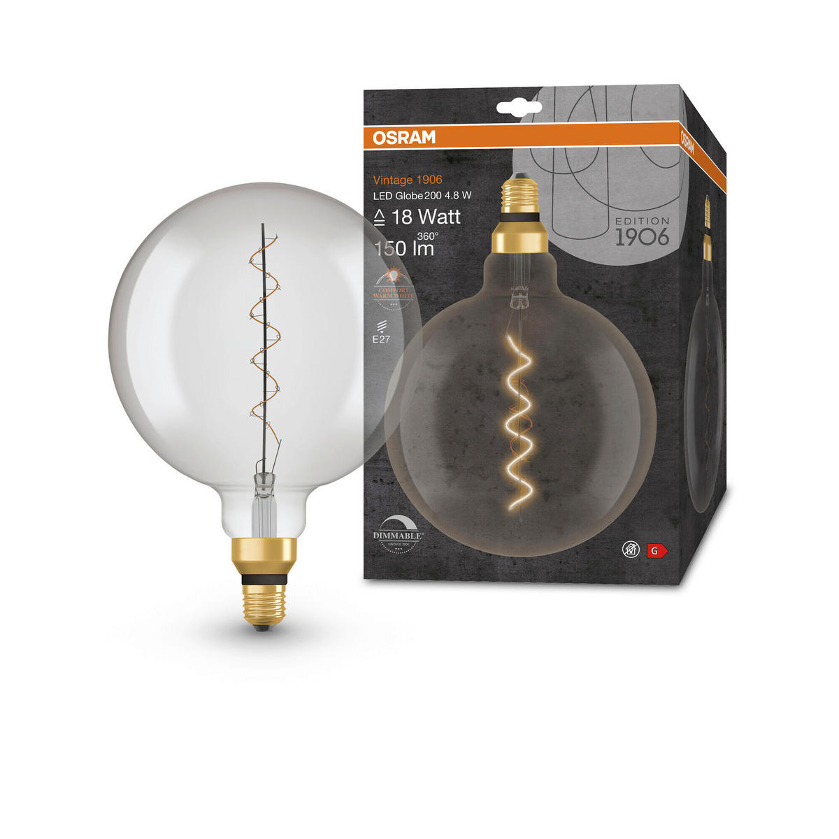 LED-LEUCHTMITTEL   E27 4,8 W  - Hellgrau, Basics, Glas (20/29,5cm) - Osram