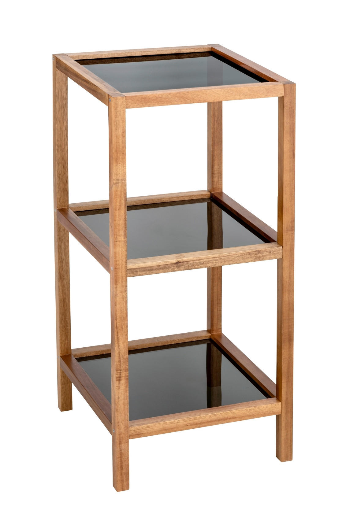BADEZIMMERREGAL 36/79/36 cm  - Schwarz/Braun, Natur, Glas/Holz (36/79/36cm) - Wenko