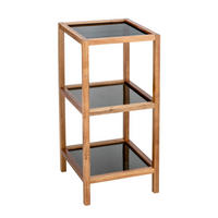 BADEZIMMERREGAL 36/79/36 cm  - Schwarz/Braun, Natur, Glas/Holz (36/79/36cm) - Wenko