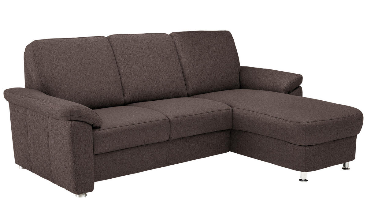 ECKSOFA in Webstoff Dunkelbraun  - Chromfarben/Dunkelbraun, Konventionell, Textil/Metall (220/163cm) - Beldomo System