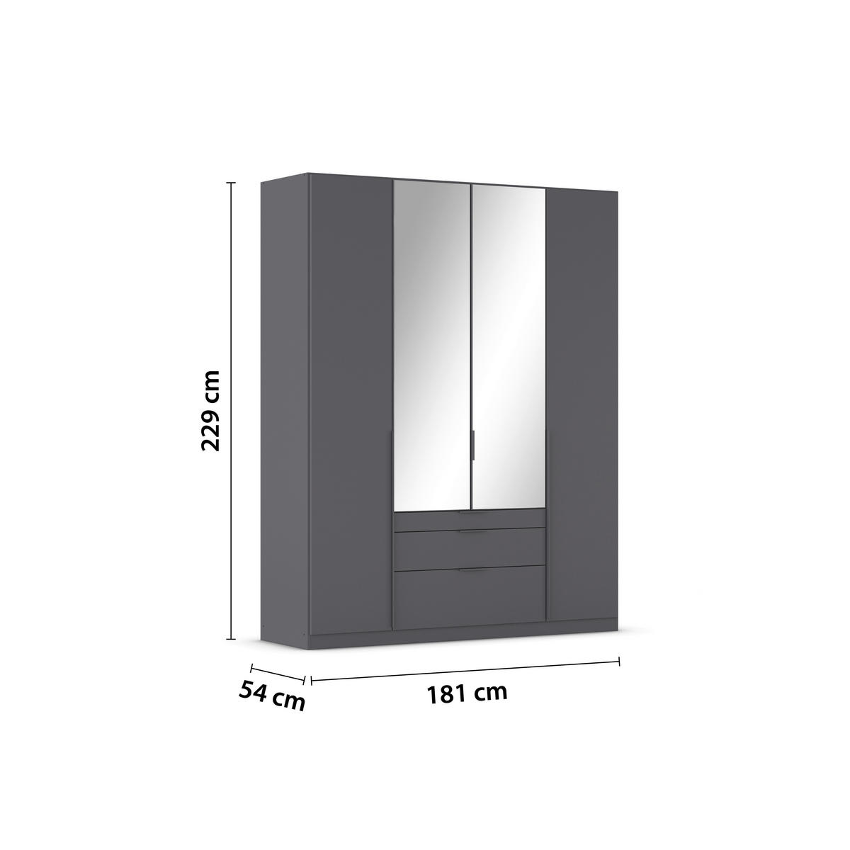 DREHTÜRENSCHRANK Grau  - Grau, Modern, Holzwerkstoff/Metall (181/229/54cm) - Rauch Möbel