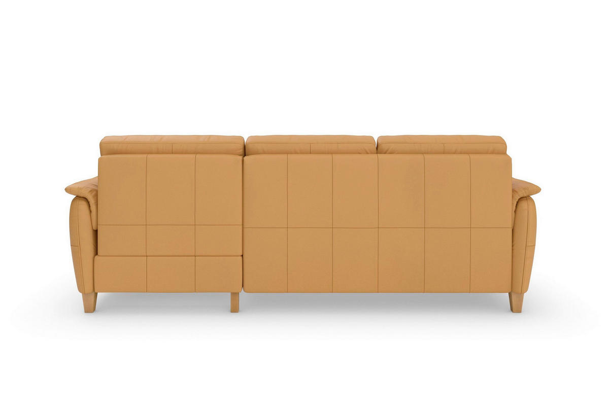 ROHOVÁ SEDAČKA, koža, kari žltá - farba duba/kari žltá, Basics, koža/drevo (244/163cm) - Sit & More