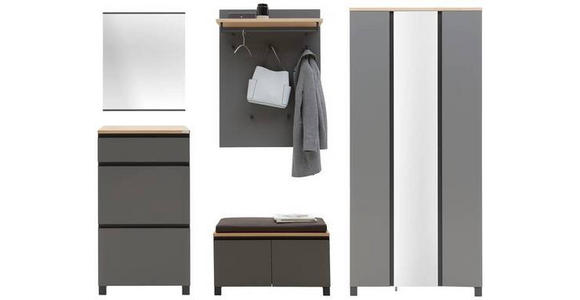 GARDEROBE 6-teilig in 270/195/40 cm - Eichefarben/Anthrazit, Design, Holz/Holzwerkstoff (270/195/40cm) - Dieter Knoll