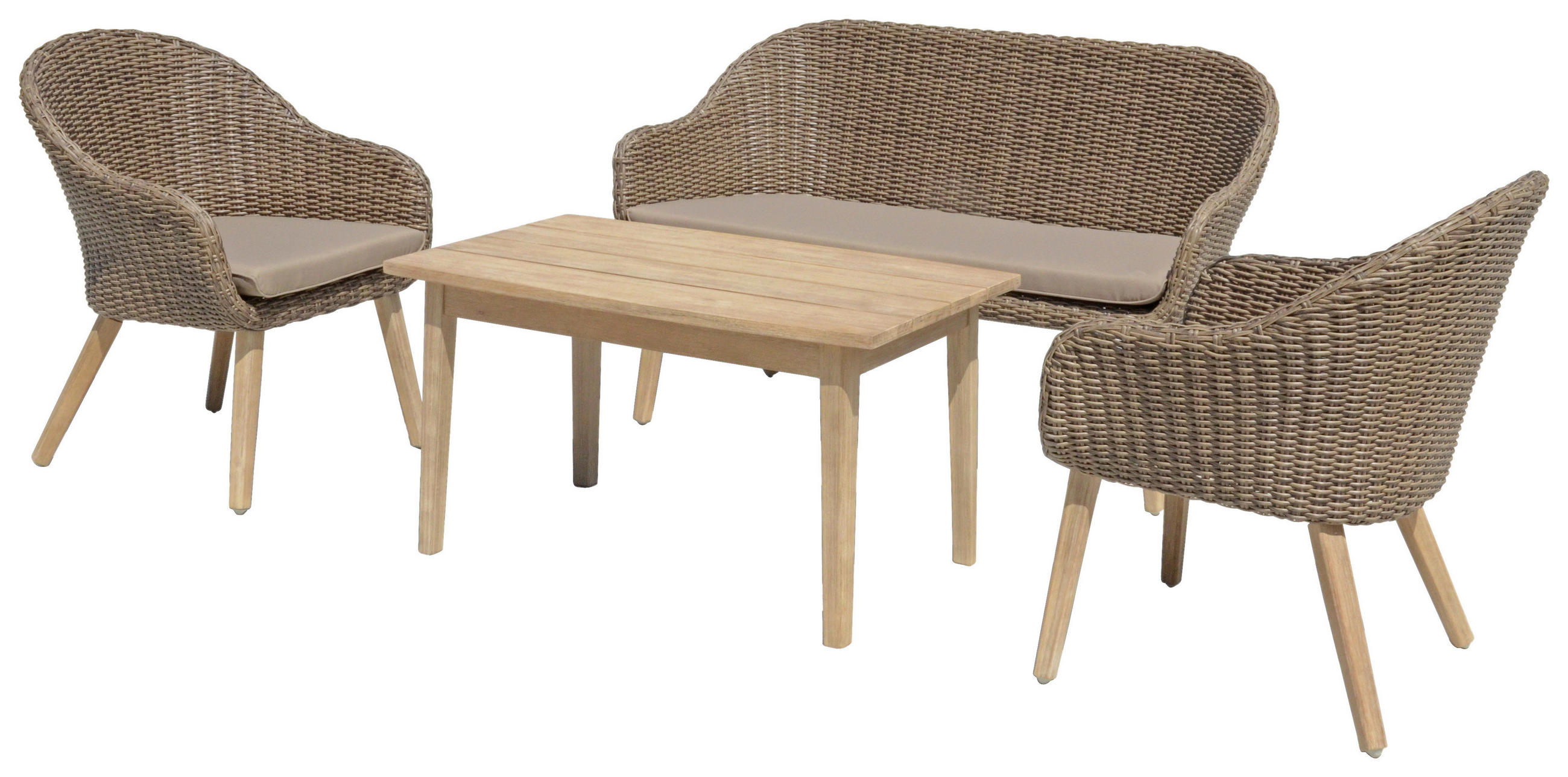 LOUNGEGARNITUR 4-teilig   160/83/200 cm Akazie Hartholz Aluminium  - Braun/Grau, MODERN, Holz/Kunststoff (160/83/200cm) - Gardenson