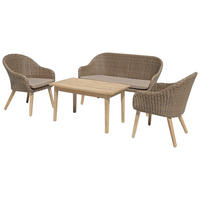 LOUNGEGARNITUR 4-teilig   160/83/200 cm Akazie Hartholz Aluminium  - Braun/Grau, MODERN, Holz/Kunststoff (160/83/200cm) - Gardenson