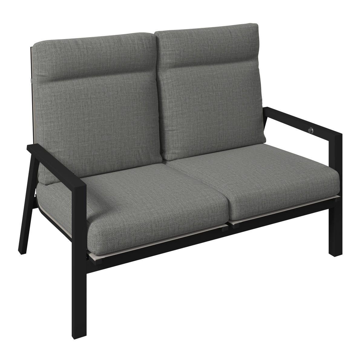 2-SITZER-BANK 134/97/87 cm  Aluminium  - Anthrazit/Grau, Design, Textil/Metall (134/97/87cm) - Amatio