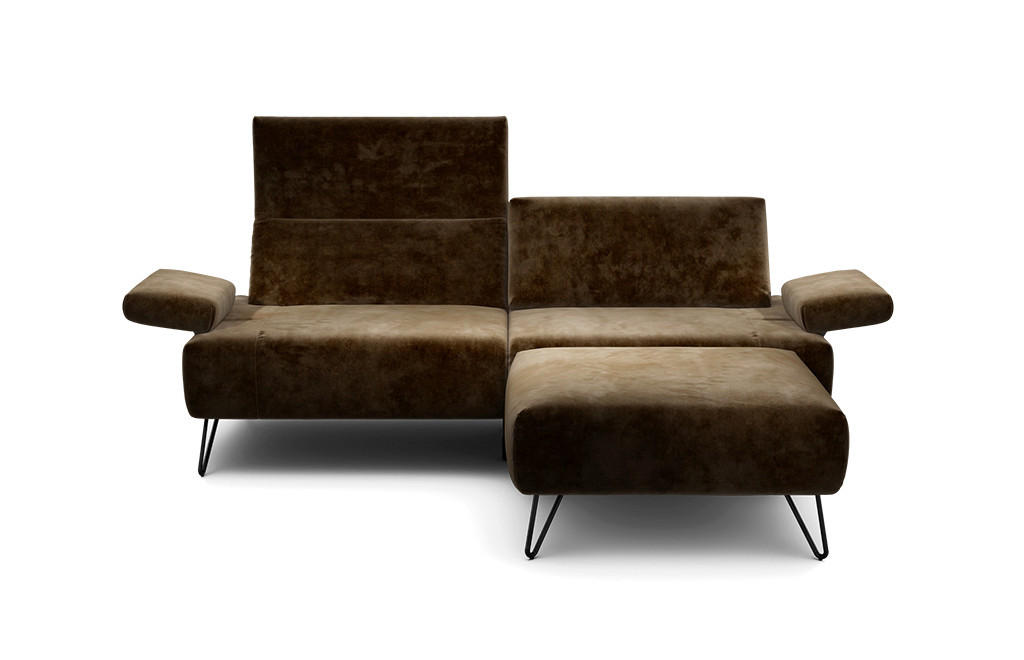 2,5-SITZER Samt Braun  - Schwarz/Braun, Design, Textil/Metall (204-234/85/86-94cm) - SENSOO