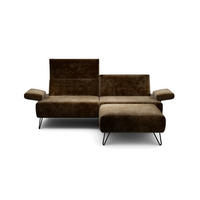 2,5-SITZER Samt Braun  - Schwarz/Braun, Design, Textil/Metall (204-234/85/86-94cm) - SENSOO