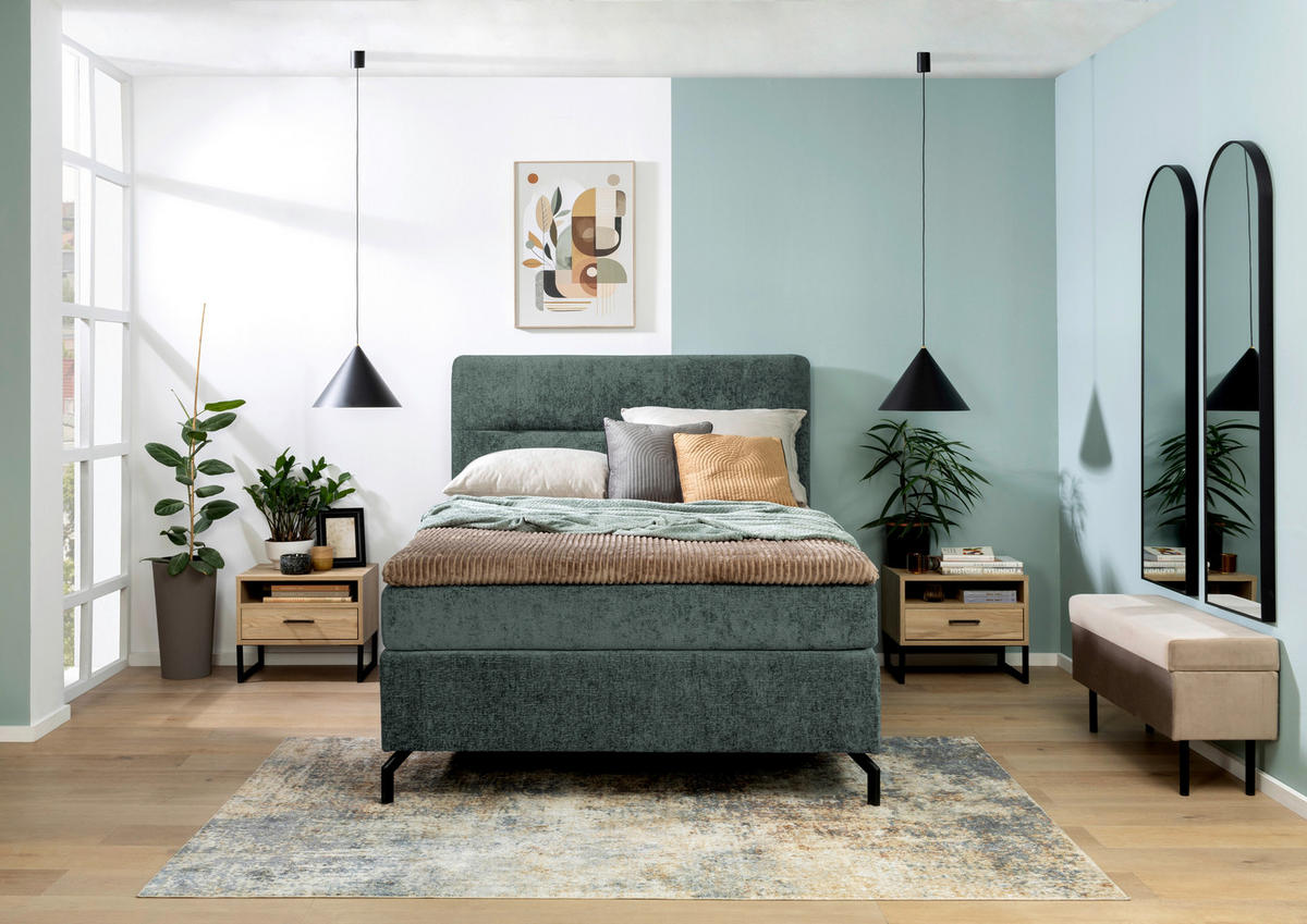 POSTELJA BOXSPRING 140 cm   x 200 cm  , tekstil temno siva  - temno siva/črna, Design, kovina/tekstil (140/200cm) - Esposa