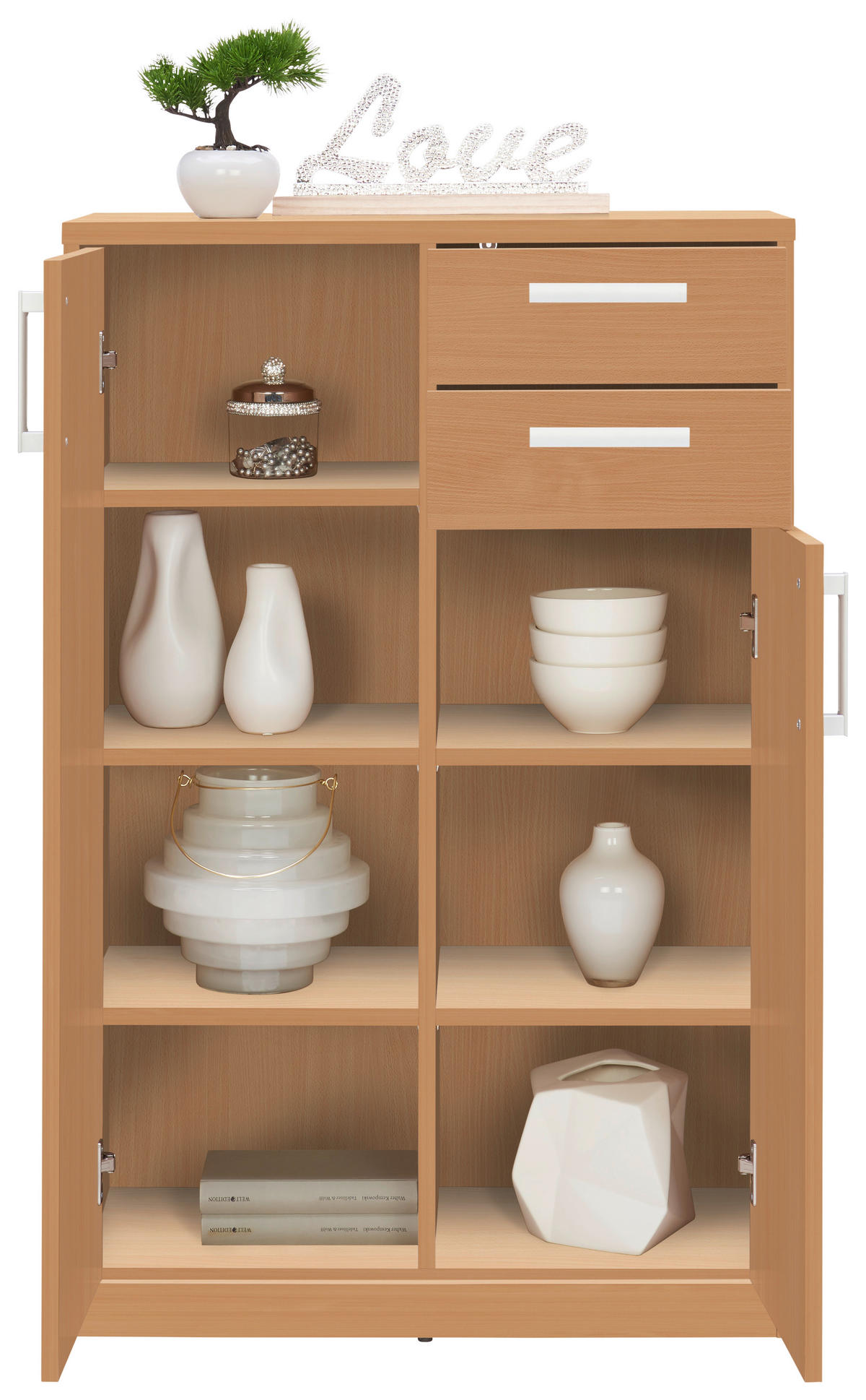 KOMMODE  in 72/110/36 cm  - Silberfarben/Buchefarben, Basics, Holzwerkstoff (72/110/36cm) - Xora