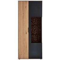 VITRINE  in massiv Wildeiche Schwarz, Wildeiche - Wildeiche/Schwarz, Design, Glas/Holz (79,5/195,9/37,1cm) - Valdera