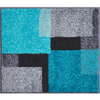 BADTEPPICH Atala Grau, Schwarz, Türkis 50/60 cm  - Türkis/Schwarz, Basics, Kunststoff/Textil (50/60cm) - Grund