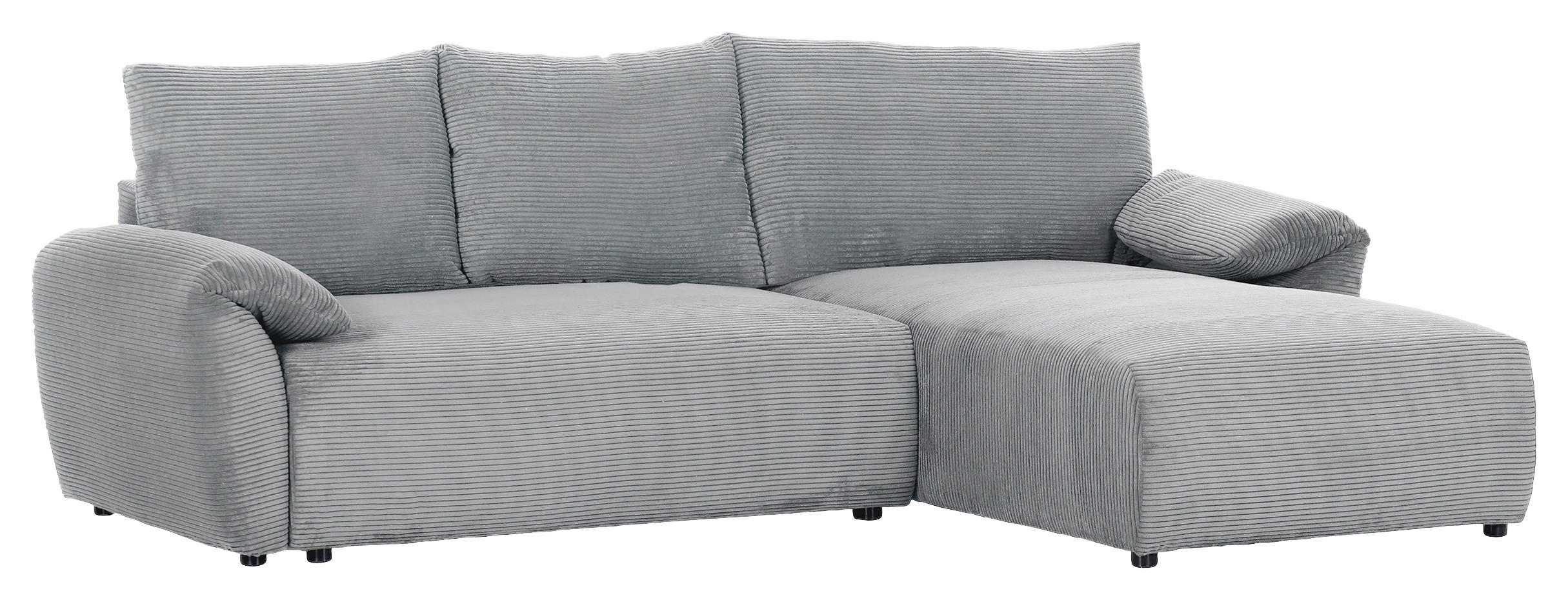 ECKSOFA in Cord Grau  - Schwarz/Grau, Konventionell, Kunststoff/Textil (266/180cm) - MID.YOU