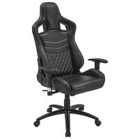 GAMING STOL kovina, umetna masa, tekstil, usnje črna  - črna/bela, Basics, kovina/umetna masa (70/121-129/67cm) - Novel