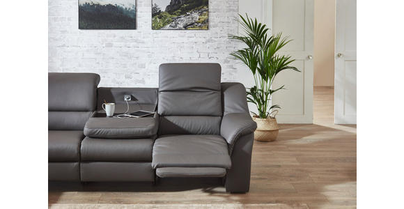 WOHNLANDSCHAFT in Leder Grau - Chromfarben/Grau, KONVENTIONELL, Leder/Kunststoff (324/260cm) - Cantus