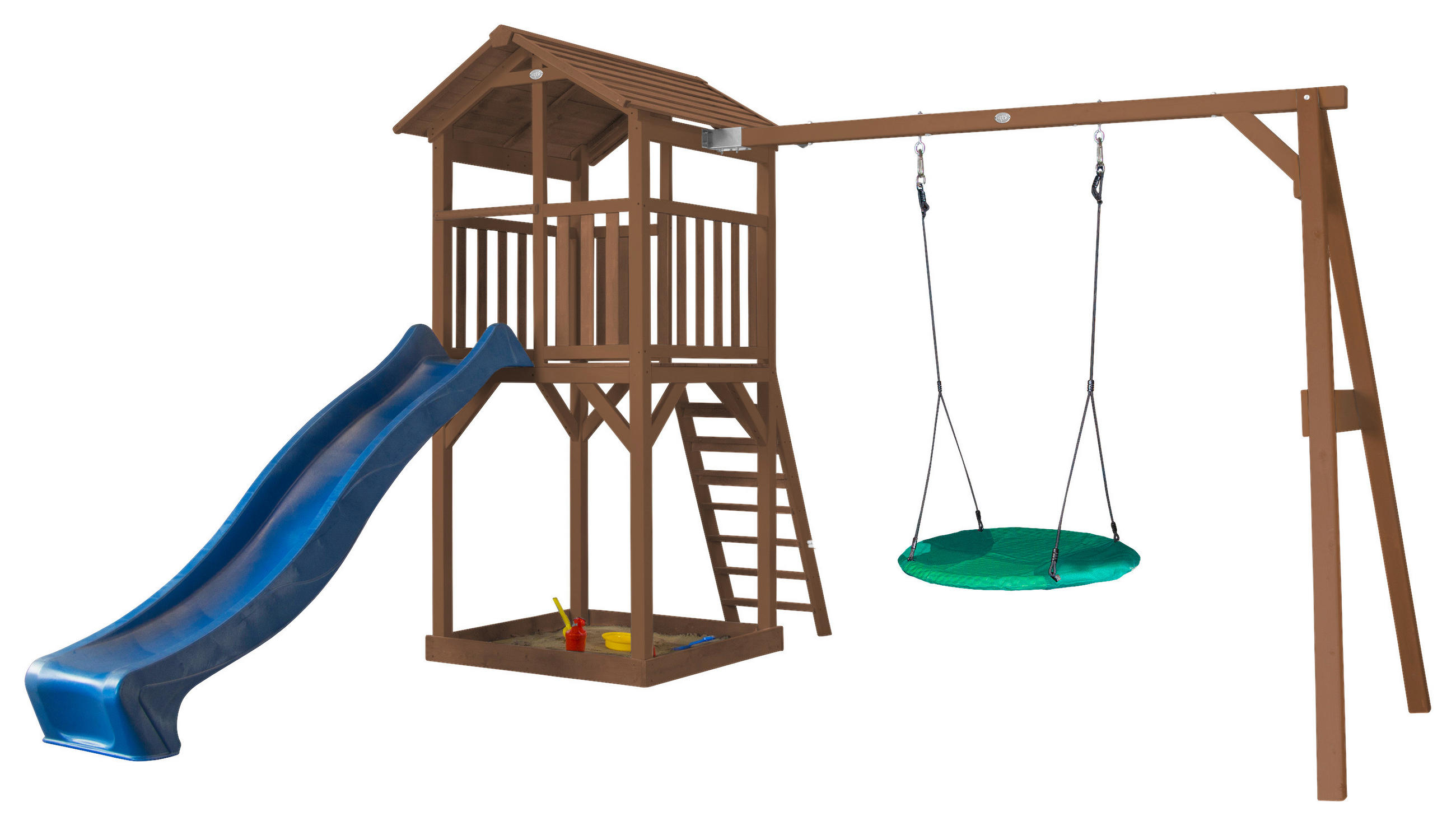 NEST SWING BRAUN 356,6/241,9/349 cm  - Blau/Braun, KONVENTIONELL, Holz (356,6/241,9/349cm) - Ambia Garden