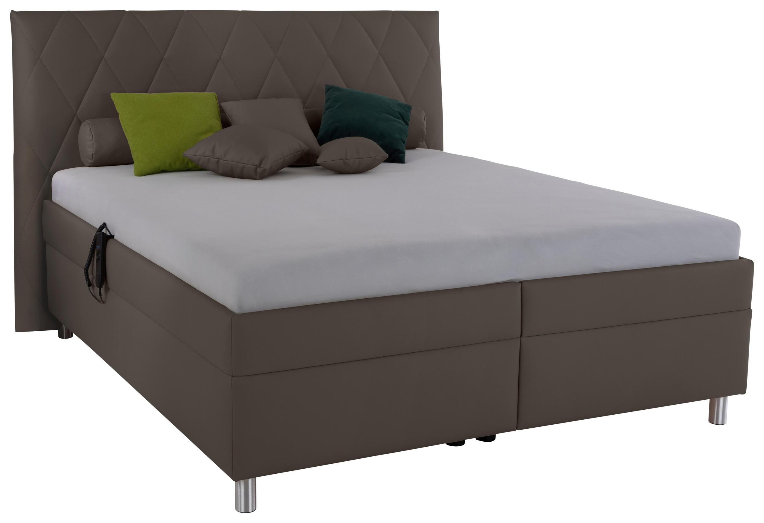 POLSTERBETT Matratze, gepolstertes Kopfteil, Lattenrost, Bettkasten Anthrazit 160/200 cm  - Birkefarben/Anthrazit, KONVENTIONELL, Holz/Textil (160/200cm) - Esposa