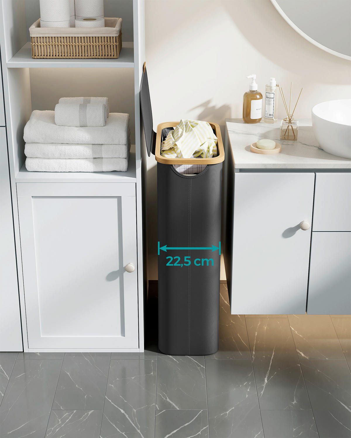 WÄSCHEKORB - Schwarz, Trend, Naturmaterialien/Kunststoff (42/70,5/22,5cm) - Boxxx