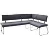 ECKBANK 200/150 cm  in Schwarz, Edelstahlfarben  - Edelstahlfarben/Schwarz, Design, Leder/Metall (200/150cm) - Livetastic