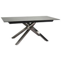 ESSTISCH in Metall, Glas, Keramik 180-240/90/76 cm  - Edelstahlfarben/Dunkelgrau, Design, Glas/Keramik (180-240/90/76cm) - Novel