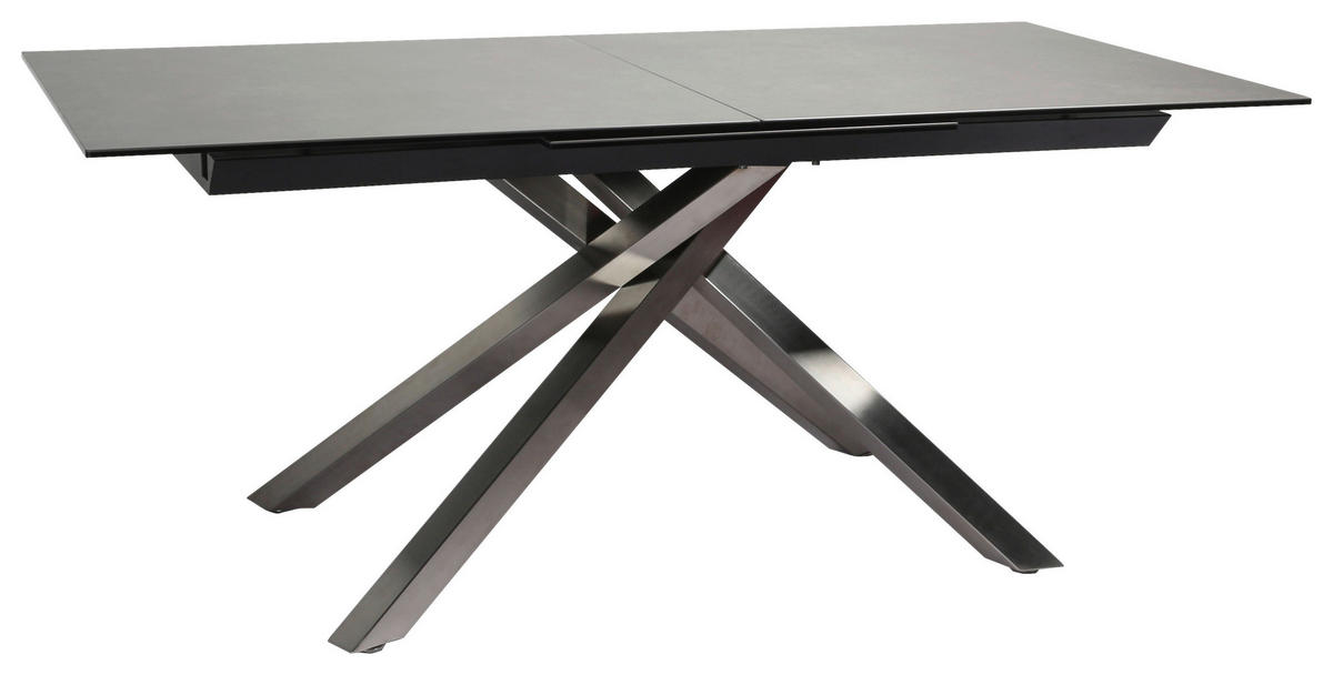 ESSTISCH in Metall, Glas, Keramik 180-240/90/76 cm  - Edelstahlfarben/Dunkelgrau, Design, Glas/Keramik (180-240/90/76cm) - Novel