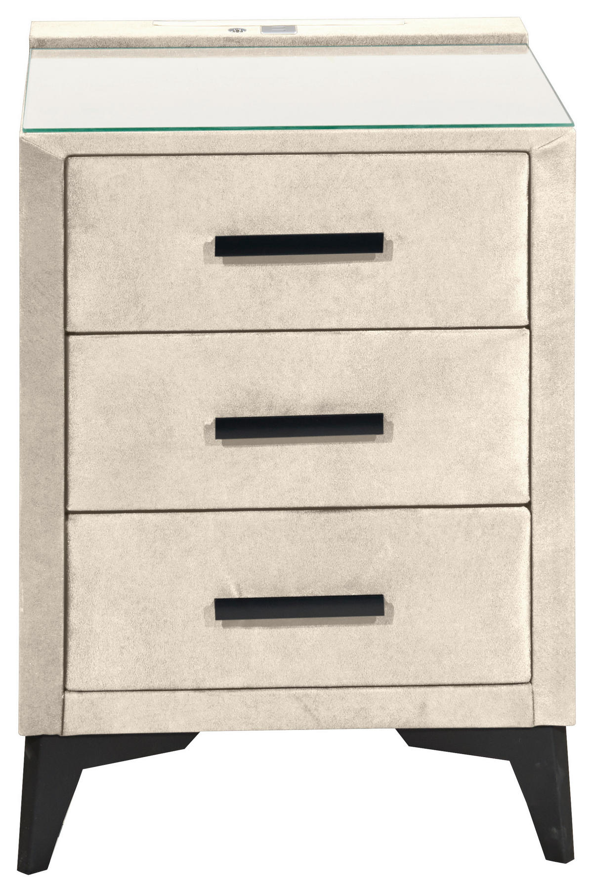 NACHTTISCH 47/70/51 cm  Creme  - Creme/Schwarz, Konventionell, Glas/Kunststoff (47/70/51cm) - Boxxx