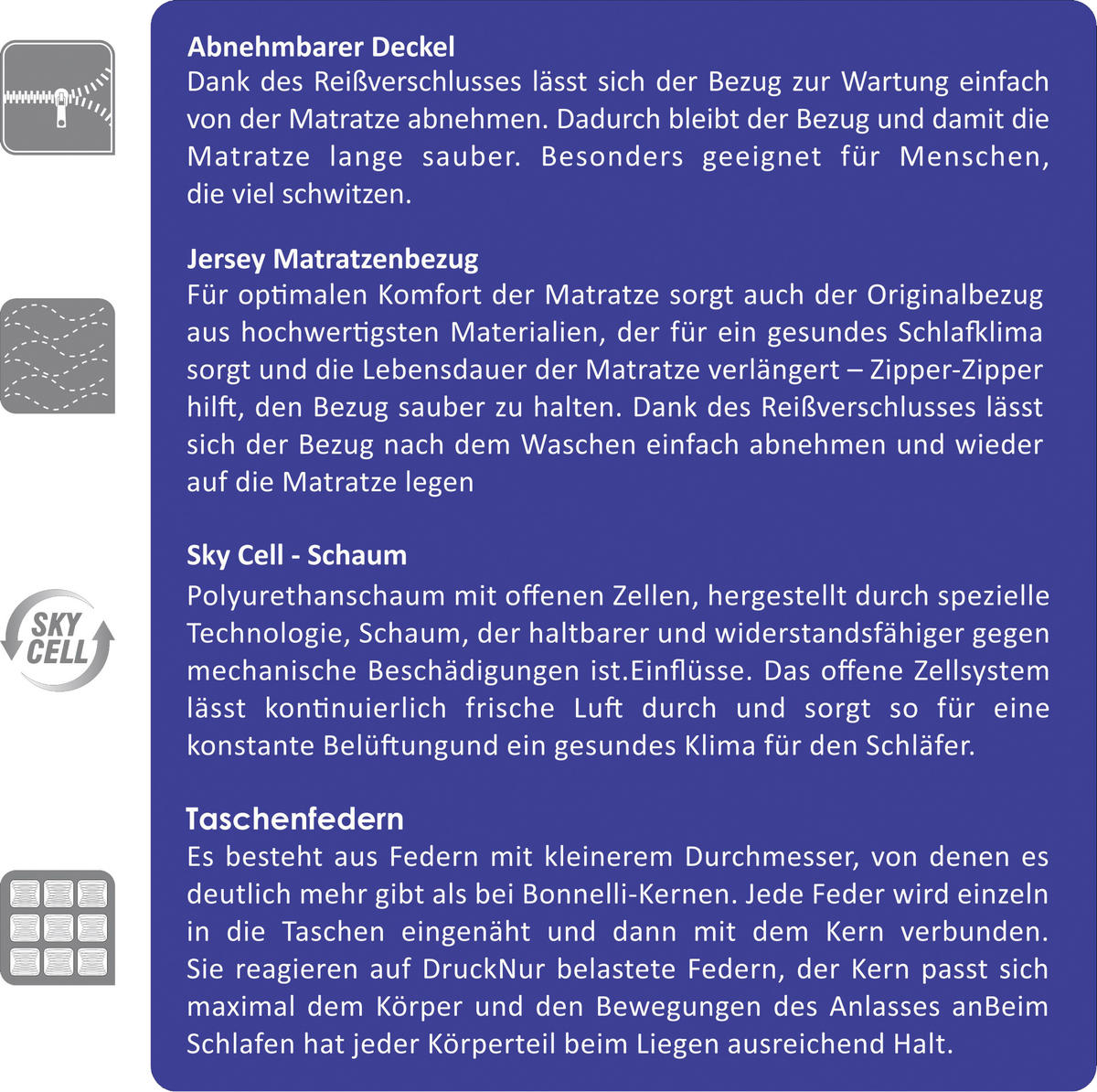 TASCHENFEDERKERNMATRATZE 120/200 cm Höhe ca. 21 cm  - Weiß, Basics, Textil (120/200cm) - Boxxx