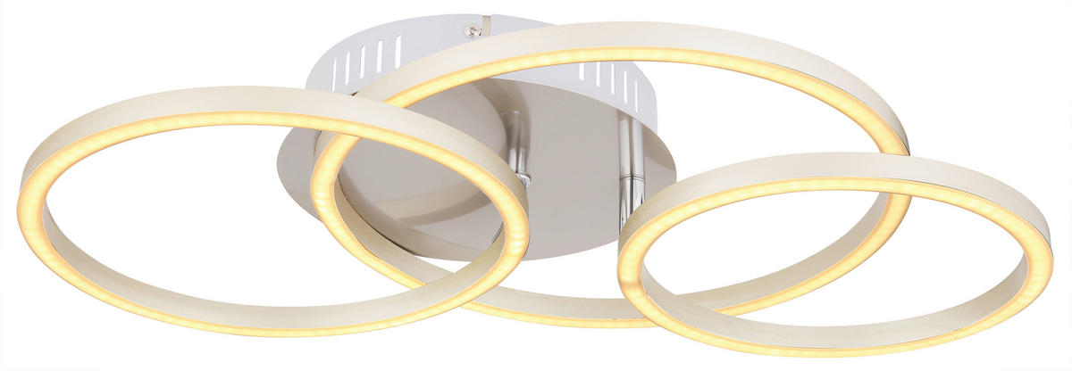 STROPNA LED-SVETILKA  Kendy //3000 K/230 V/ - barve niklja/bela, Basics, kovina/umetna masa (50/30/9,5cm) - Globo