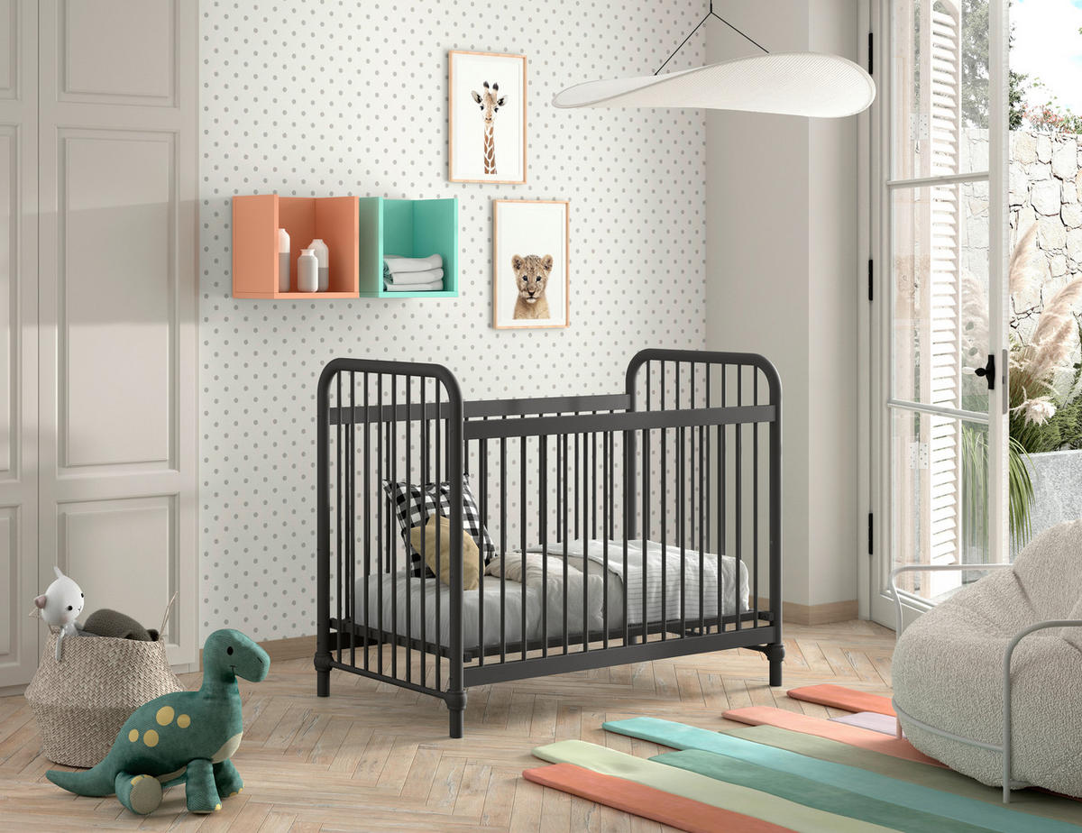 GITTERBETT   60/120 cm  - Schwarz, ROMANTIK / LANDHAUS, Metall (60/120cm) - Vipack