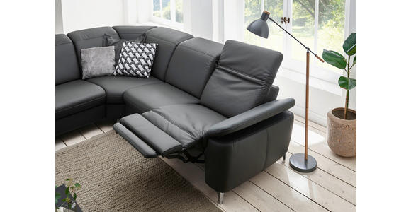 ECKSOFA Anthrazit Echtleder  - Chromfarben/Anthrazit, KONVENTIONELL, Leder/Metall (242/289cm) - Cantus
