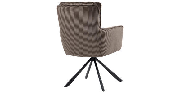 ARMLEHNSTUHL  Stoffauswahl, Sitzfläche 180° drehbar Cord  - Taupe/Schwarz, Design, Textil/Metall (62/95/67cm) - Novel