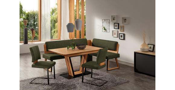 ECKBANK 165/215 cm  in Grün, Wildeiche  - Wildeiche/Schwarz, Design, Holz/Textil (165/215cm) - Venda