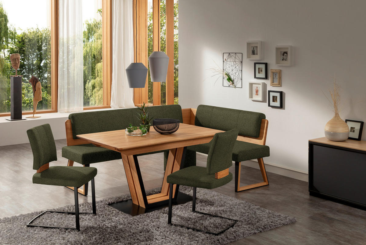 ECKBANK 155/195 cm  in Grün, Wildeiche  - Wildeiche/Schwarz, Design, Holz/Textil (155/195cm) - Venda