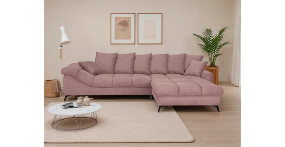 ECKSOFA Lila Cord Rückenkissen, Armlehnenkissen, Rücken echt  - Lila/Schwarz, KONVENTIONELL, Textil/Metall (332/231cm) - Carryhome