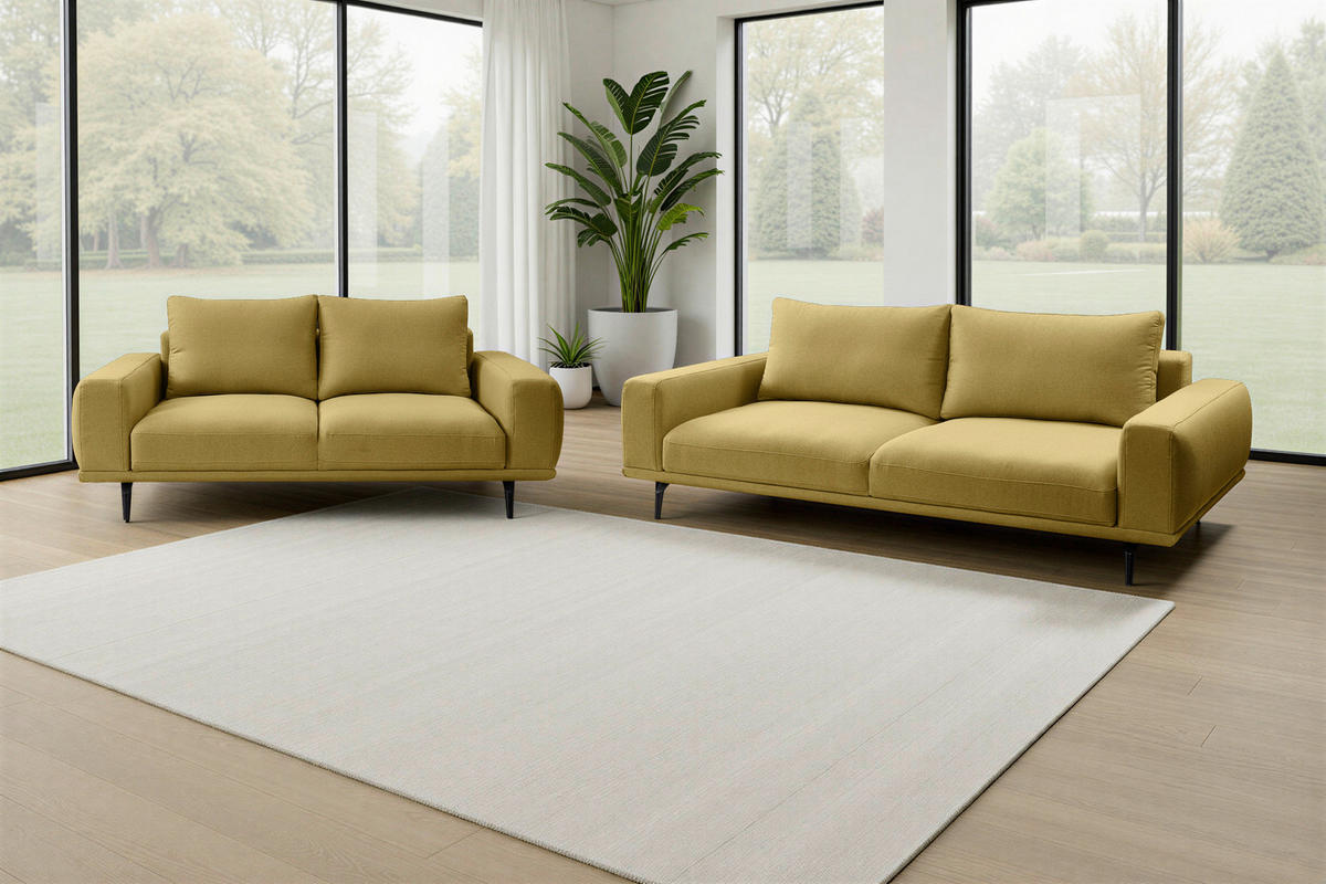 DVOSED 202/89/115 cm , žuta  - žuta/crna, Moderno, tekstil/metal (202/89/115cm) - MID.YOU