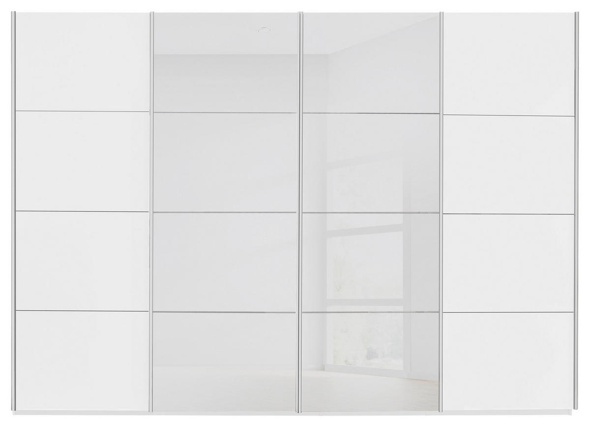 SCHWEBETÜRENSCHRANK 271/235/68 cm 4-türig Weiß  - Chromfarben/Weiß, KONVENTIONELL, Glas/Holzwerkstoff (271/235/68cm) - Novel